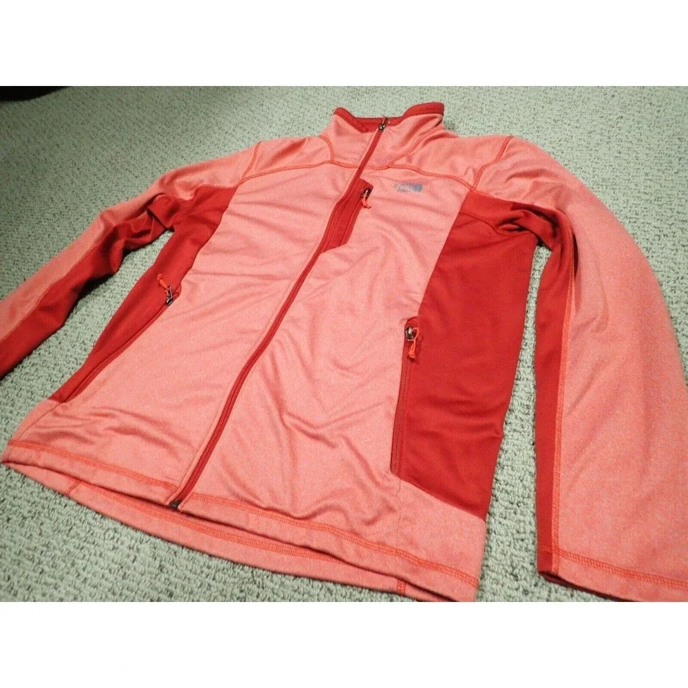 The North Face Full Zip Fleece Jacket Mens Large Orange Red Excellent Hiking